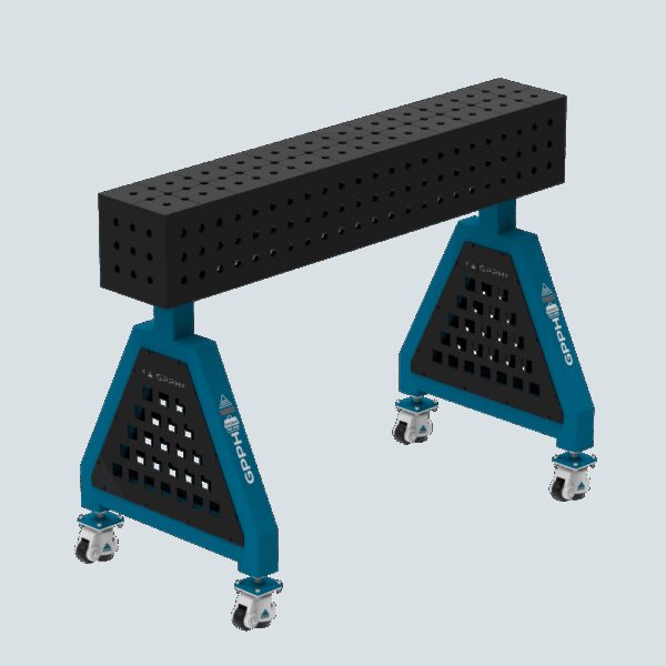 Podpora spawalnicza TRESTLE PLUS 1200x200x200 mm - system fi 16 - Siatka 50x50 mm - Na kołach