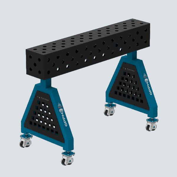 Podpora spawalnicza TRESTLE PLUS 1200x200x200 mm - system fi 28 - Siatka DIAGONALNA - Na kołach