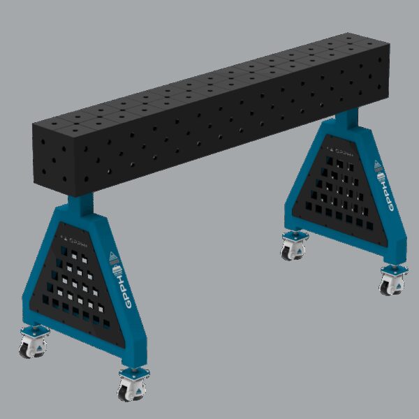 Podpora spawalnicza TRESTLE PLUS 1500x200x200 mm - system fi 16 - Siatka DIAGONALNA - Na kołach