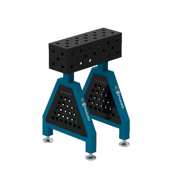 Podpora spawalnicza TRESTLE ECO 600x200x200 mm - system fi 28 - Siatka DIAGONALNA - Na stopach