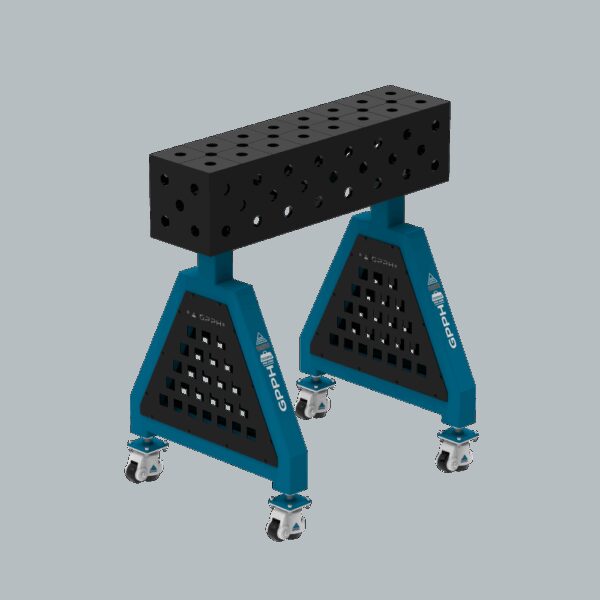 Podpora spawalnicza TRESTLE ECO 800x200x200 mm - system fi 28 - Siatka DIAGONALNA - Na kołach