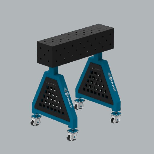 Podpora spawalnicza TRESTLE ECO 800x200x200 mm - system fi 16 - Siatka DIAGONALNA - Na kołach