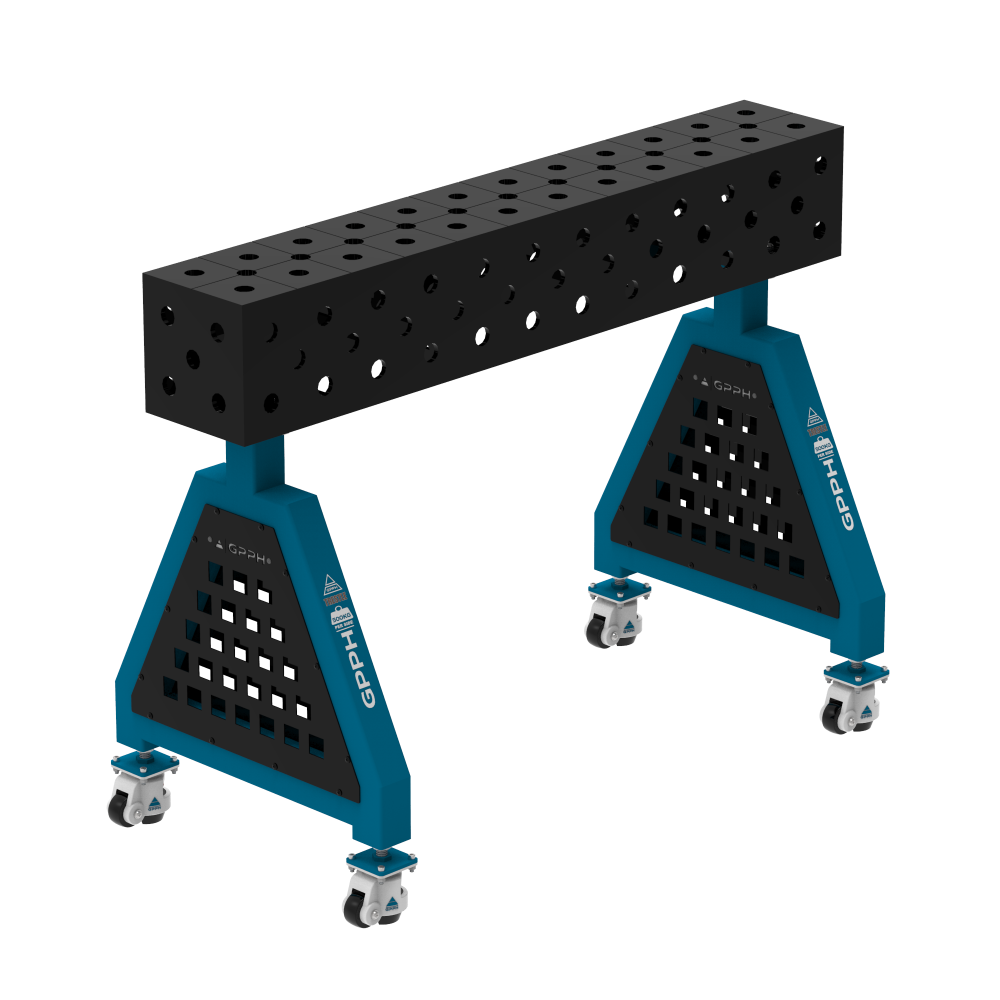 Podpora spawalnicza TRESTLE ECO 1200x200x200 mm - system fi 28 - Siatka DIAGONALNA - Na kołach