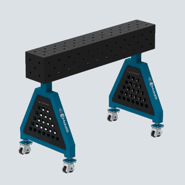 Podpora spawalnicza TRESTLE ECO 1200x200x200 mm - system fi 16 - Siatka DIAGONALNA - Na kołach