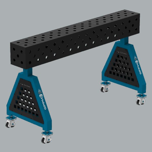 Podpora spawalnicza TRESTLE ECO 1500x200x200 mm - system fi 28 - Siatka DIAGONALNA - Na kołach