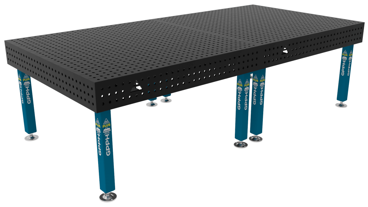 Stół Spawalniczy PLUS Siatka - 50x50mm, System - Φ16, Rozmiar - 3000x1480mm, Nogi - Na stopach
