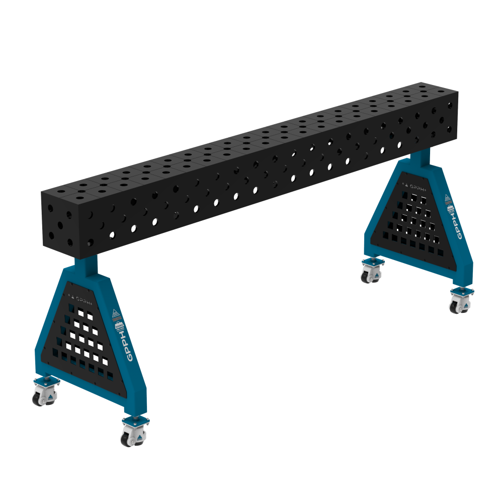 Podpora spawalnicza TRESTLE ECO 2000x200x200 mm - system fi 28 - Siatka DIAGONALNA - Na kołach