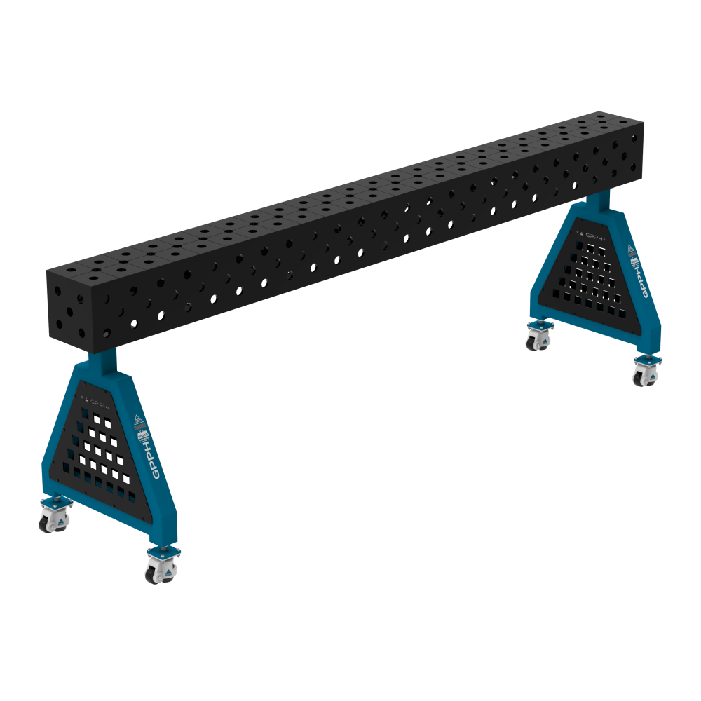 Podpora spawalnicza TRESTLE ECO 2400x200x200 mm - system fi 28 - Siatka DIAGONALNA - Na kołach