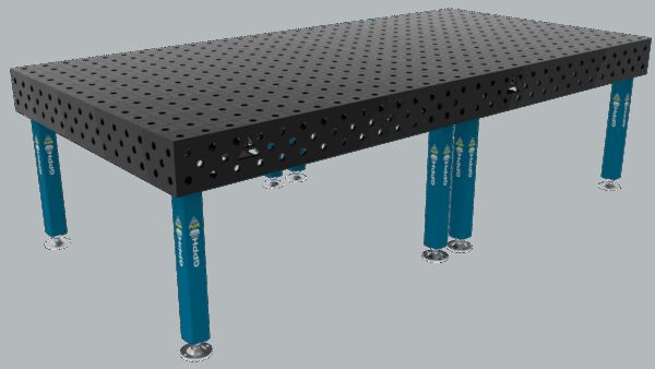 Stół Spawalniczy PLUS Siatka - 100x100mm, System - Φ28, Rozmiar - 3000x1480mm, Nogi - Na stopach