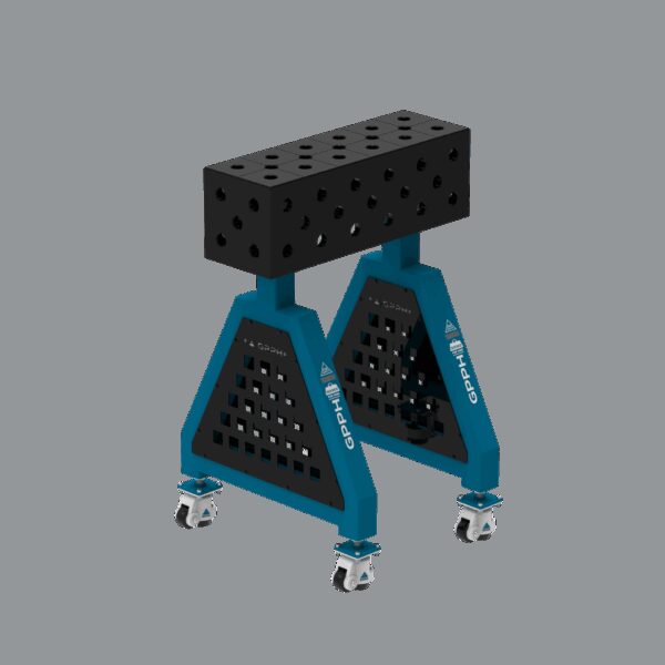 Podpora spawalnicza TRESTLE PRO 600x200x200 mm - system fi 28 - Siatka DIAGONALNA - Na kołach