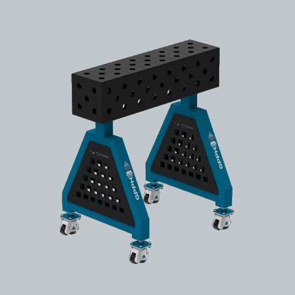 Podpora spawalnicza TRESTLE PRO 800x200x200 mm - system fi 28 - Siatka DIAGONALNA - Na kołach