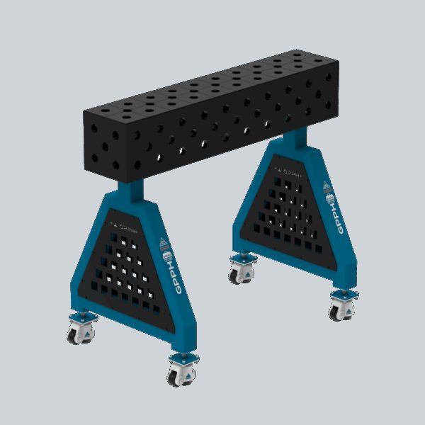 Podpora spawalnicza TRESTLE PRO 1000x200x200 mm - system fi 28 - Siatka DIAGONALNA - Na kołach