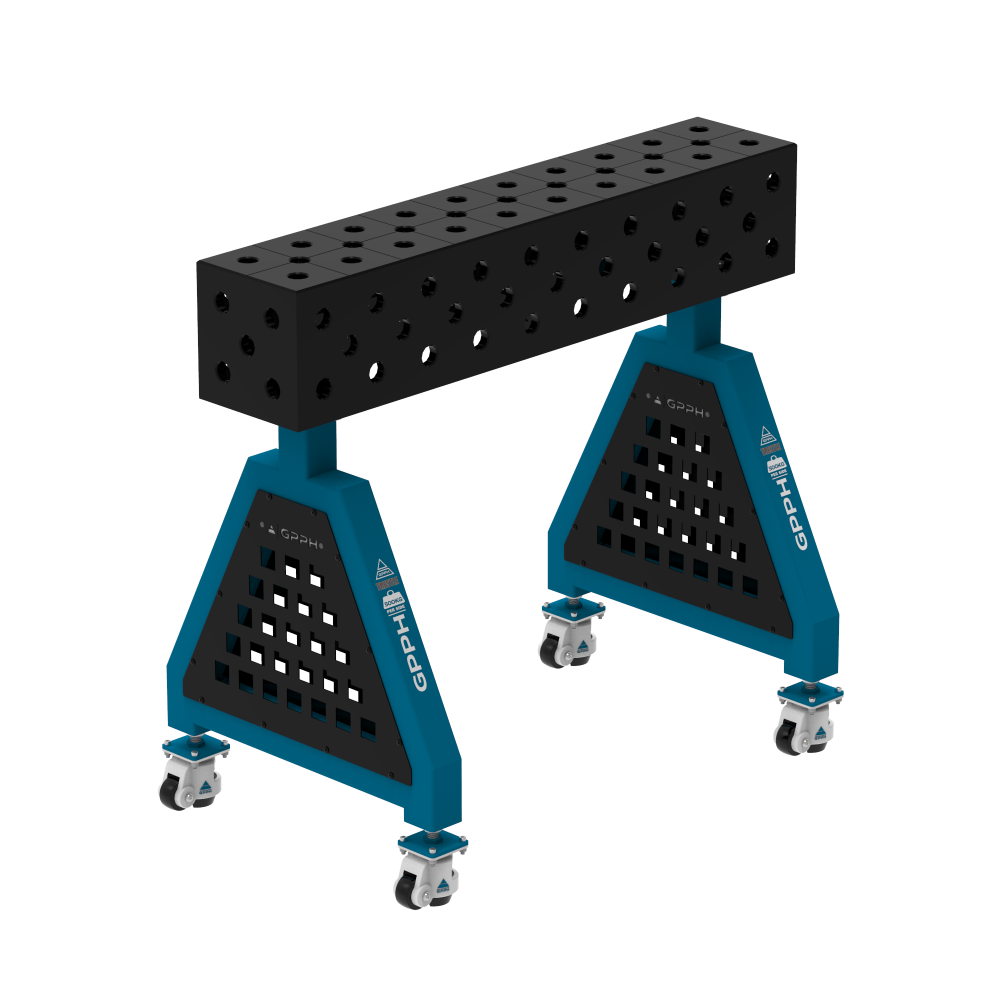 Podpora spawalnicza TRESTLE PRO 1000x200x200 mm - system fi 28 - Siatka DIAGONALNA - Na kołach