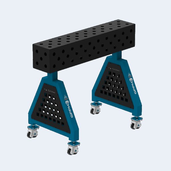Podpora spawalnicza TRESTLE EXPERT 1000x200x200 mm - system fi 28 - Siatka DIAGONALNA - Na kołach