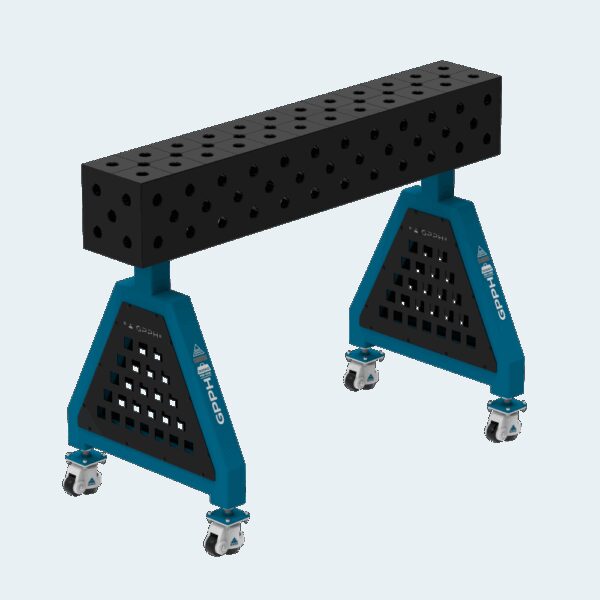 Podpora spawalnicza TRESTLE EXPERT 1200x200x200 mm - system fi 28 - Siatka DIAGONALNA - Na kołach