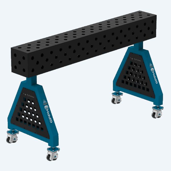 Podpora spawalnicza TRESTLE EXPERT 1500x200x200 mm - system fi 28 - Siatka DIAGONALNA - Na kołach