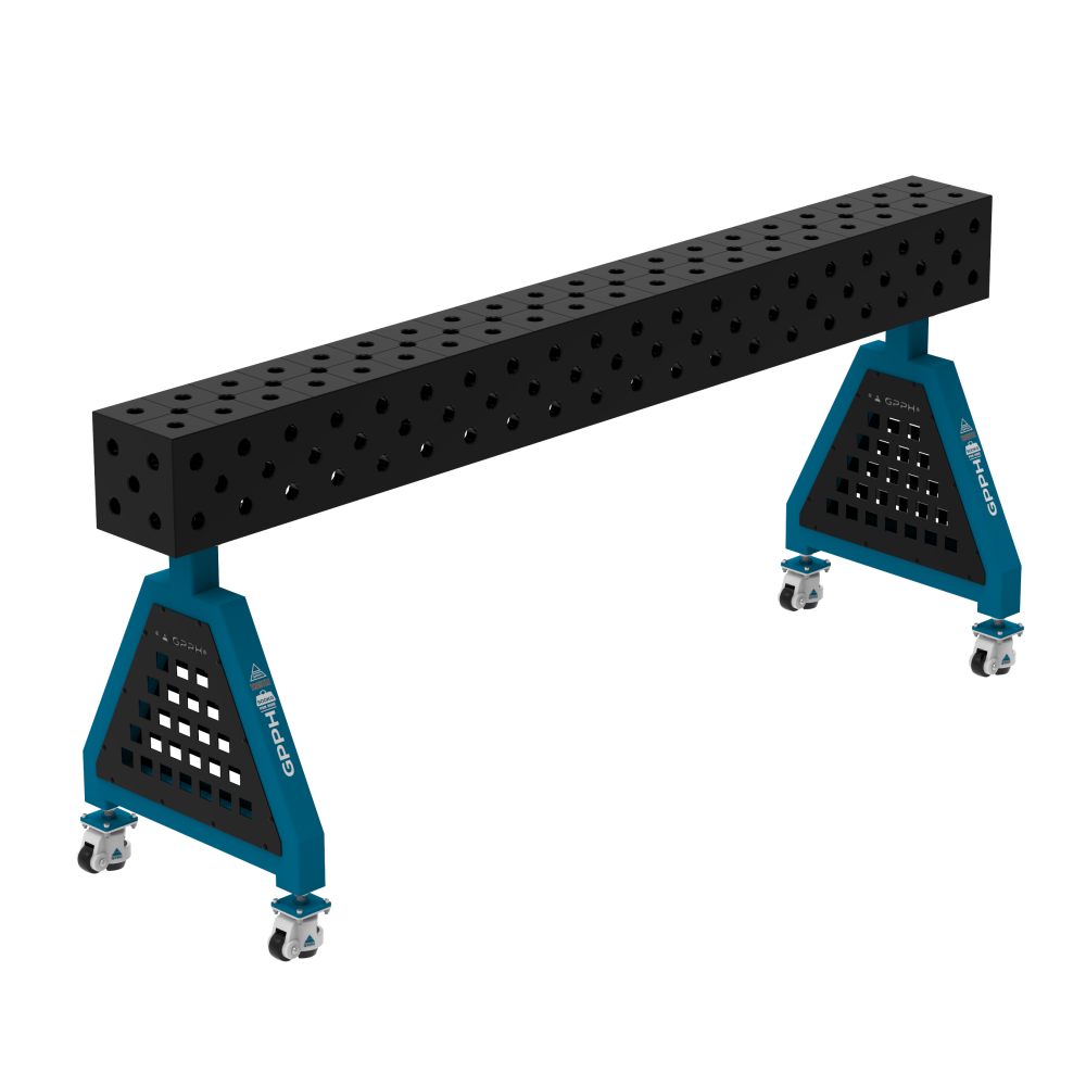 Podpora spawalnicza TRESTLE EXPERT 2000x200x200 mm - system fi 28 - Siatka DIAGONALNA - Na kołach