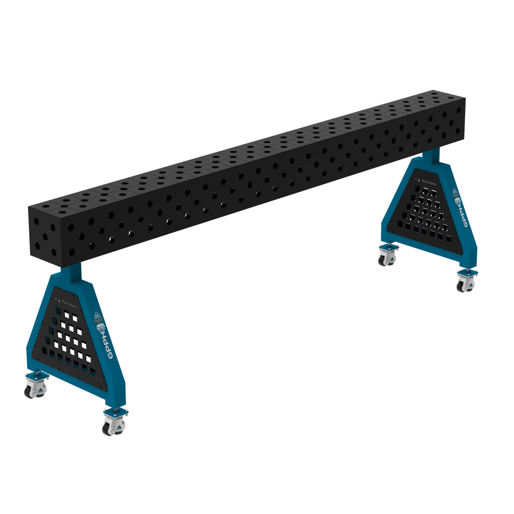 Podpora spawalnicza TRESTLE EXPERT 2400x200x200 mm - system fi 28 - Siatka DIAGONALNA - Na kołach
