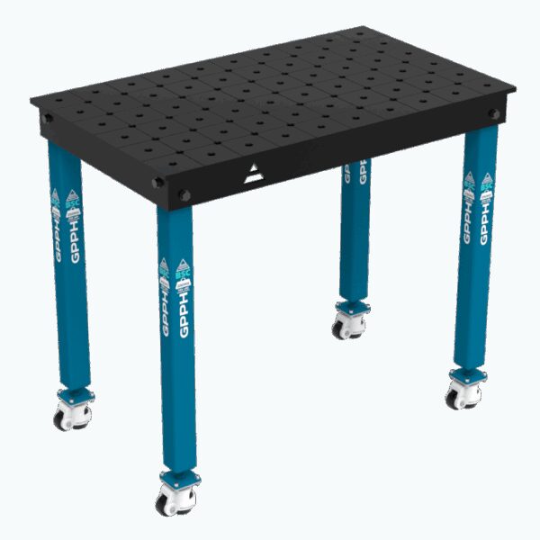 Stół Spawalniczy BASIC Rozmiar - 1000x600mm, System - Φ16, Nogi - Na kołach, Siatka - DIAGONALNA