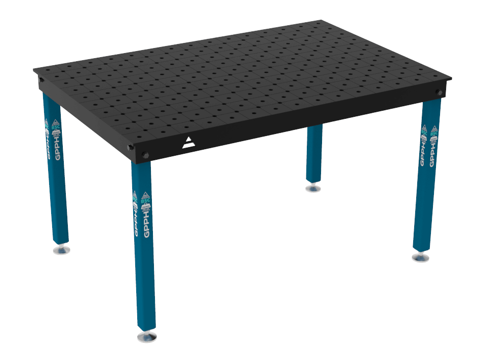 Stół Spawalniczy BASIC Rozmiar - 1500x1000mm, System - Φ16, Nogi - Na stopach, Siatka - DIAGONALNA