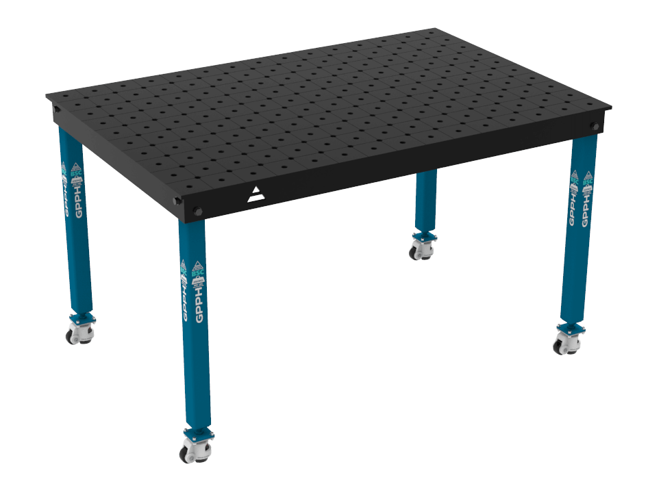 Stół Spawalniczy BASIC Rozmiar - 1500x1000mm, System - Φ16, Nogi - Na kołach, Siatka - DIAGONALNA