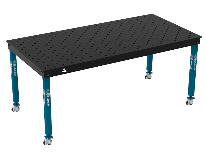 Stół Spawalniczy BASIC Rozmiar - 2000x1000mm, System - Φ16, Nogi - Na kołach, Siatka - DIAGONALNA