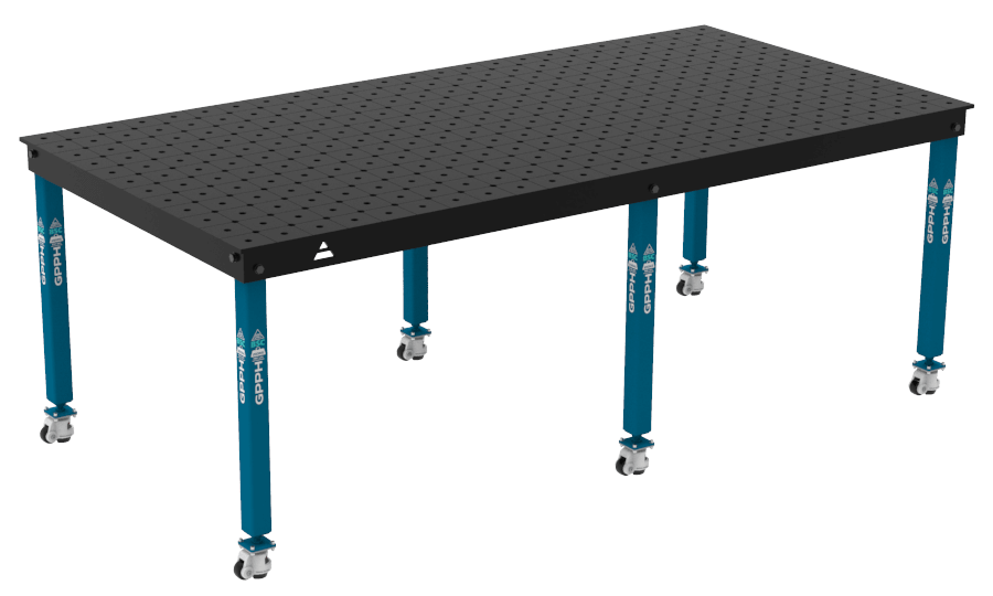 Stół Spawalniczy BASIC Rozmiar - 2400x1200mm, System - Φ16, Nogi - Na kołach, Siatka - DIAGONALNA