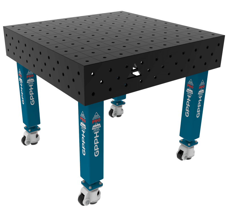 Stół Spawalniczy PRO Rozmiar - 1000x1000mm, Siatka - 100x100mm, System - Φ16, Nogi - Na kołach
