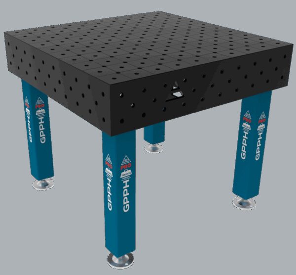 Stół Spawalniczy PRO Rozmiar - 1000x1000mm, System - Φ16, Nogi - Na stopach, Siatka - DIAGONALNA