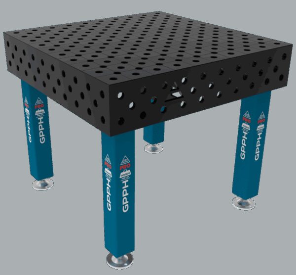 Stół Spawalniczy PRO Rozmiar - 1000x1000mm, System - Φ28, Nogi - Na stopach, Siatka - DIAGONALNA