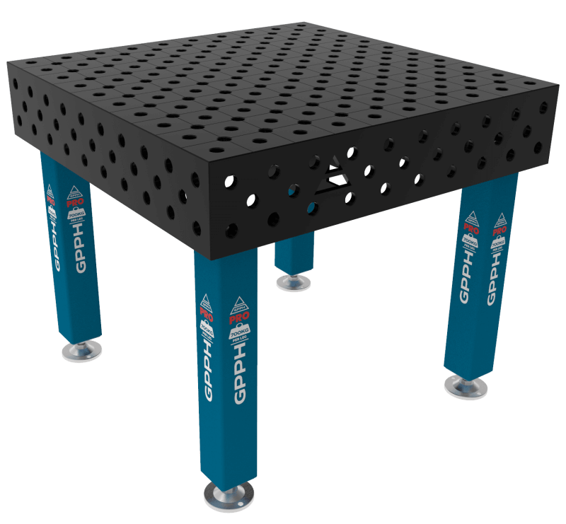 Stół Spawalniczy PRO Rozmiar - 1000x1000mm, System - Φ28, Nogi - Na stopach, Siatka - DIAGONALNA