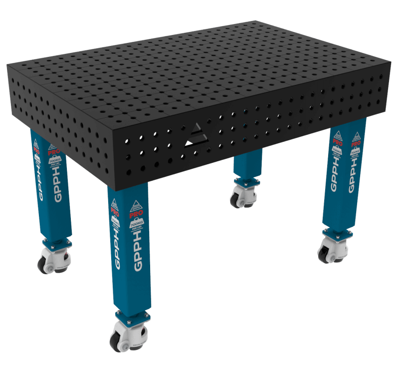 Stół Spawalniczy PRO Rozmiar - 1200x800mm, Siatka - 50x50mm, System - Φ16, Nogi - Na kołach