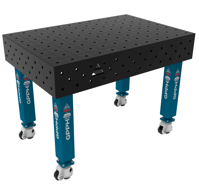 Stół Spawalniczy PRO Rozmiar - 1200x800mm, Siatka - 100x100mm, System - Φ16, Nogi - Na kołach