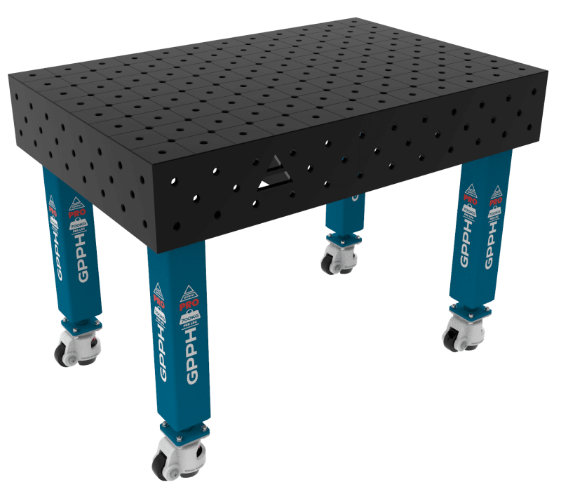Stół Spawalniczy PRO Rozmiar - 1200x800mm, System - Φ16, Nogi - Na kołach, Siatka - DIAGONALNA
