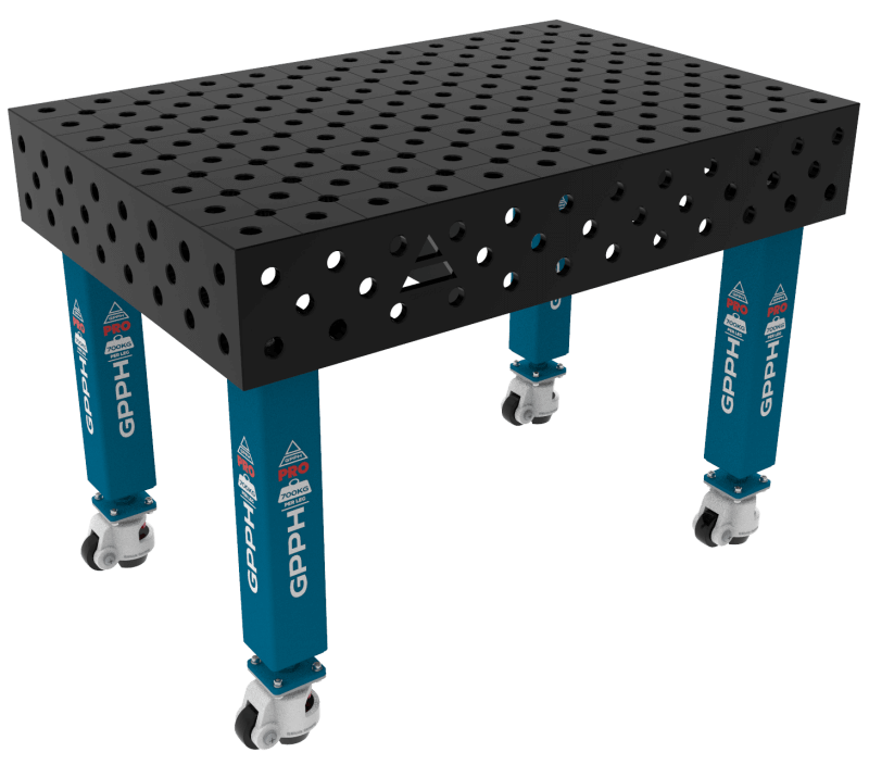Stół Spawalniczy PRO Rozmiar - 1200x800mm, System - Φ28, Nogi - Na kołach, Siatka - DIAGONALNA