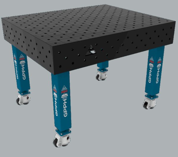 Stół Spawalniczy PRO Rozmiar - 1200x1000mm, System - Φ16, Nogi - Na kołach, Siatka - DIAGONALNA