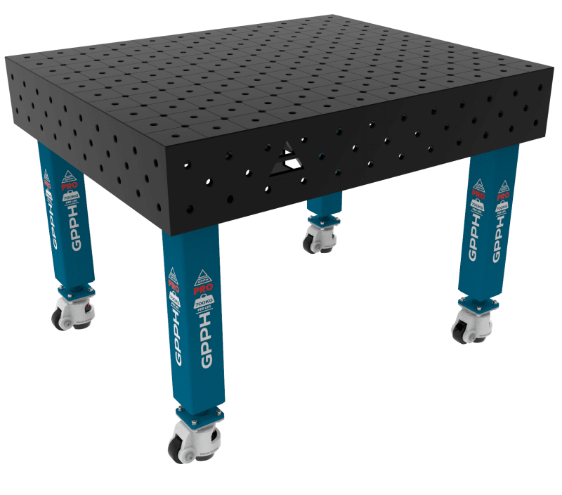 Stół Spawalniczy PRO Rozmiar - 1200x1000mm, System - Φ16, Nogi - Na kołach, Siatka - DIAGONALNA