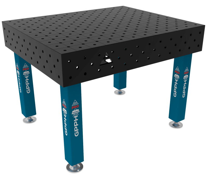 Stół Spawalniczy PRO Rozmiar - 1200x1000mm, System - Φ16, Nogi - Na stopach, Siatka - DIAGONALNA