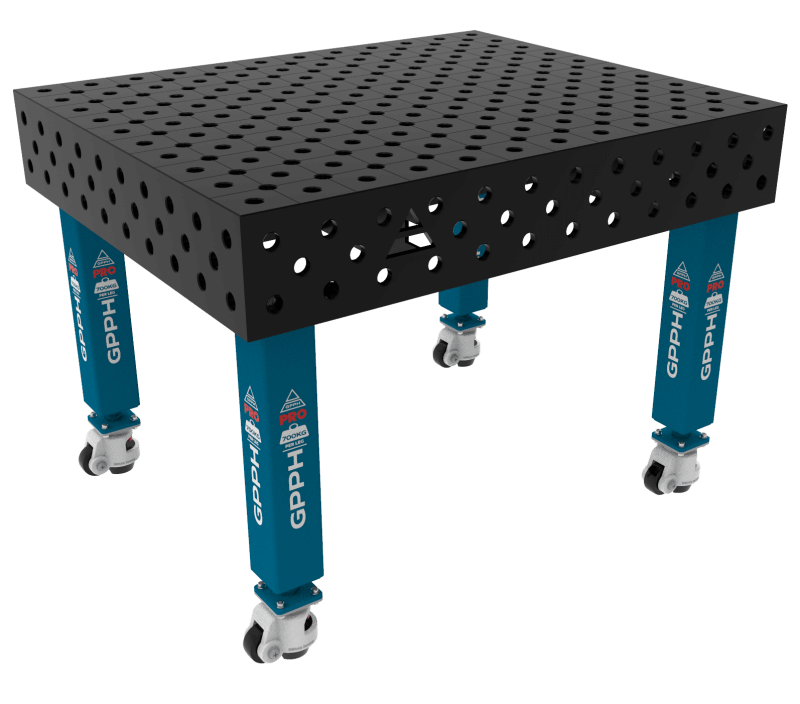 Stół Spawalniczy PRO Rozmiar - 1200x1000mm, System - Φ28, Nogi - Na kołach, Siatka - DIAGONALNA