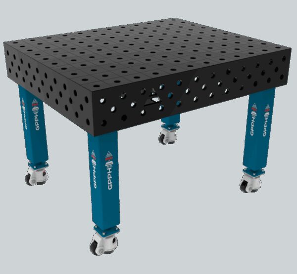 Stół Spawalniczy PRO Siatka - 100x100mm, System - Φ28, Rozmiar - 1200x1200mm, Nogi - Na kołach