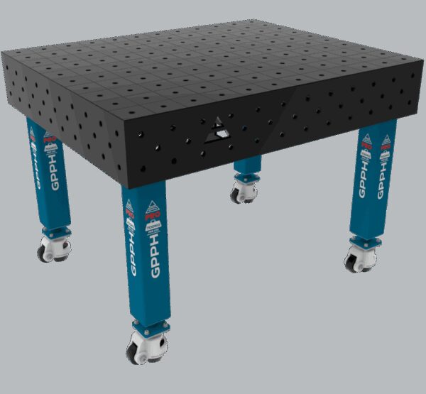 Stół Spawalniczy PRO Siatka - 100x100mm, System - Φ16, Rozmiar - 1200x1200mm, Nogi - Na kołach