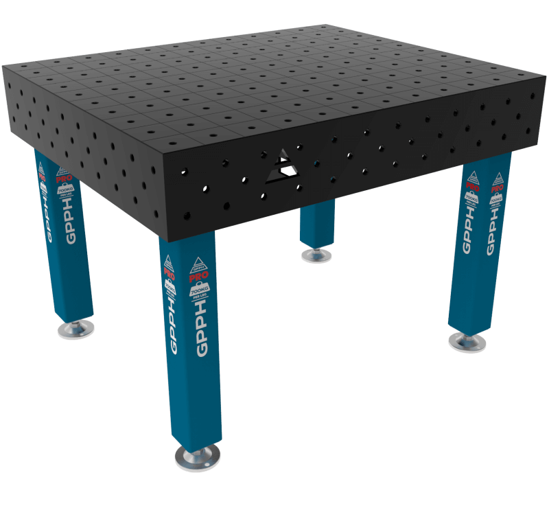 Stół Spawalniczy PRO Siatka - 100x100mm, System - Φ16, Rozmiar - 1200x1200mm, Nogi - Na stopach