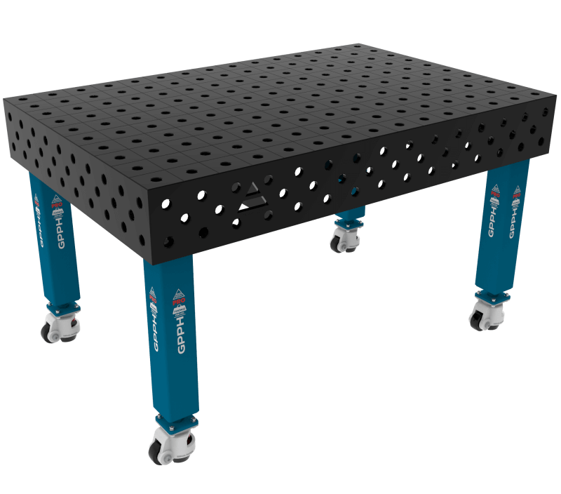 Stół Spawalniczy PRO Siatka - 100x100mm, System - Φ28, Rozmiar - 1500x1000mm, Nogi - Na kołach