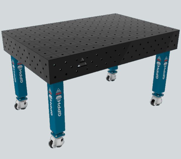 Stół Spawalniczy PRO Siatka - 100x100mm, System - Φ16, Rozmiar - 1500x1000mm, Nogi - Na kołach