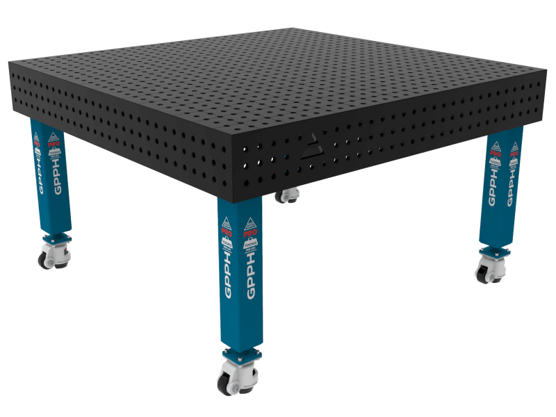 Stół Spawalniczy PRO Siatka - 50x50mm, System - Φ16, Rozmiar - 1500x1480mm, Nogi - Na kołach