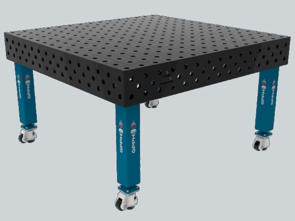 Stół Spawalniczy PRO Siatka - 100x100mm, System - Φ28, Rozmiar - 1500x1480mm, Nogi - Na kołach