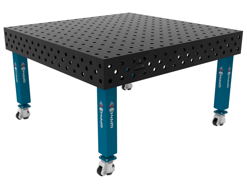 Stół Spawalniczy PRO Siatka - 100x100mm, System - Φ28, Rozmiar - 1500x1480mm, Nogi - Na kołach
