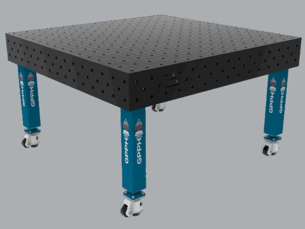 Stół Spawalniczy PRO Siatka - 100x100mm, System - Φ16, Rozmiar - 1500x1480mm, Nogi - Na kołach
