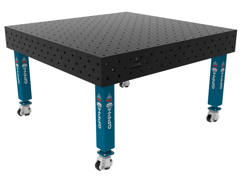 Stół Spawalniczy PRO Siatka - 100x100mm, System - Φ16, Rozmiar - 1500x1480mm, Nogi - Na kołach