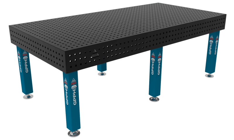 Stół Spawalniczy PRO Siatka - 50x50mm, System - Φ16, Rozmiar - 2400x1200mm, Nogi - Na stopach